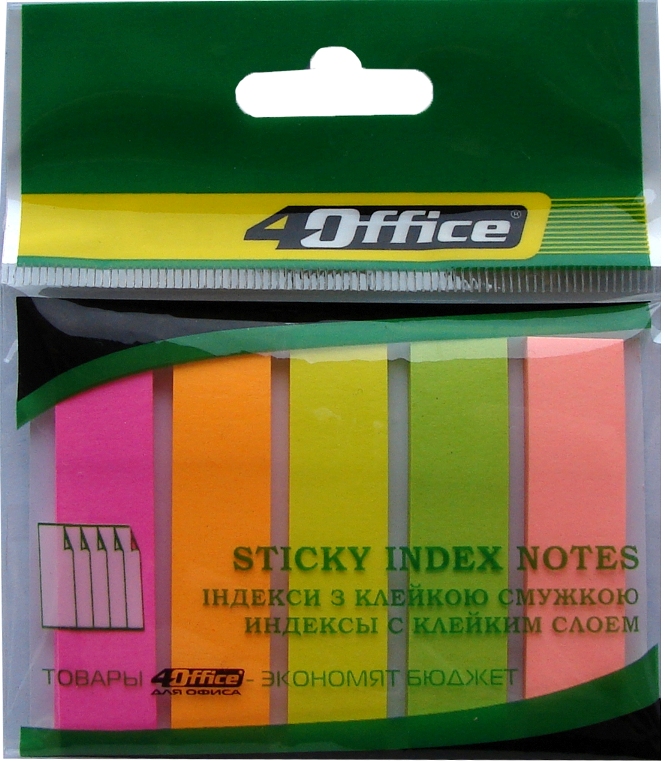 Закладки 4OFFICE (4-428), паперові, 50х12 мм, (5 кольорів по 30 шт), неонові